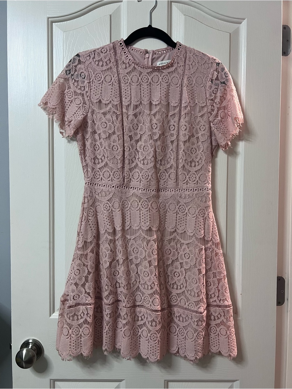 Moon River Blush / Dusty Rose Pink Lace Mini Dress